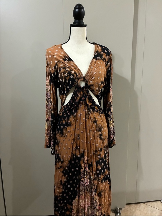 Angie Dresses & Skirts - Boho Tie-Front Maxi Dress in Rust & Black